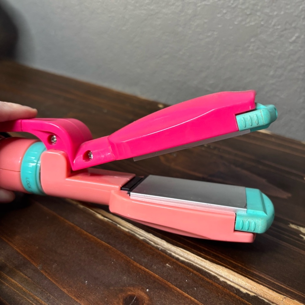 Justice Reversible Styling Tool Set Flat Iron Curling Iron Pink Travel - Picture 4 of 7